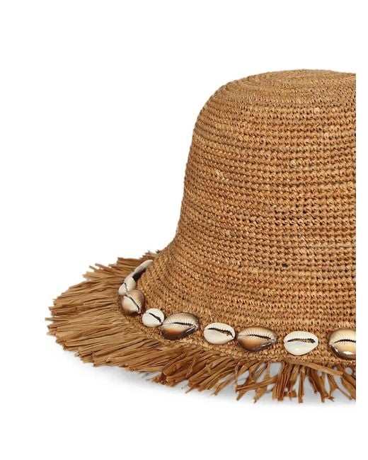 Alanui Brown Shell-Embellished Fringed Hat