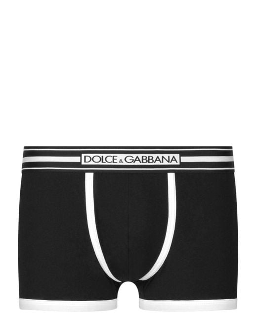 Dolce & Gabbana Black Logo-print Strap Cotton-blend Boxers for men