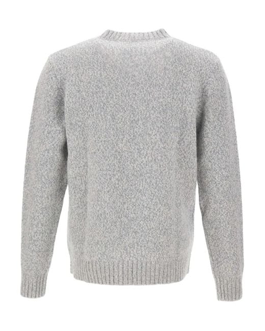 Eleventy Gray Geometric-Pattern Wool Sweater for men
