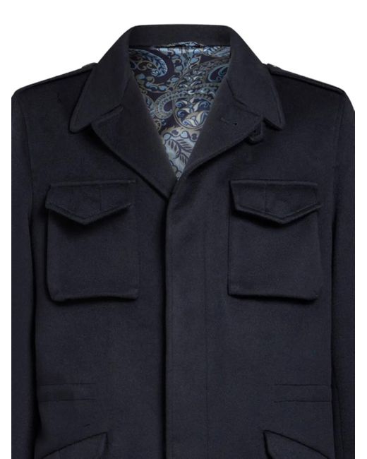 Etro Blue Flap-Pocket Cashmere Jacket for men