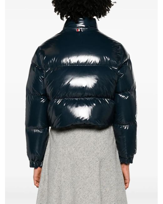 Thom Browne Blue Herringbone Reversible Down Jacket