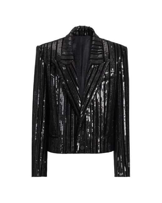 Balmain Black Cropped Sequin Velvet Jacket for men