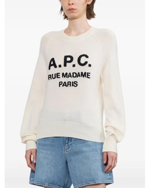 A.P.C. White Cable-Knit Sweater