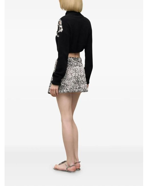 Area Gray Crysta- Cluster Sequin Mini Skirt