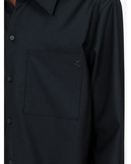Courreges Black Chest-Pocket Long-Sleeve Shirt for men