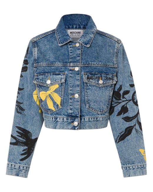 Moschino Blue Graphic-Print Denim Jacket