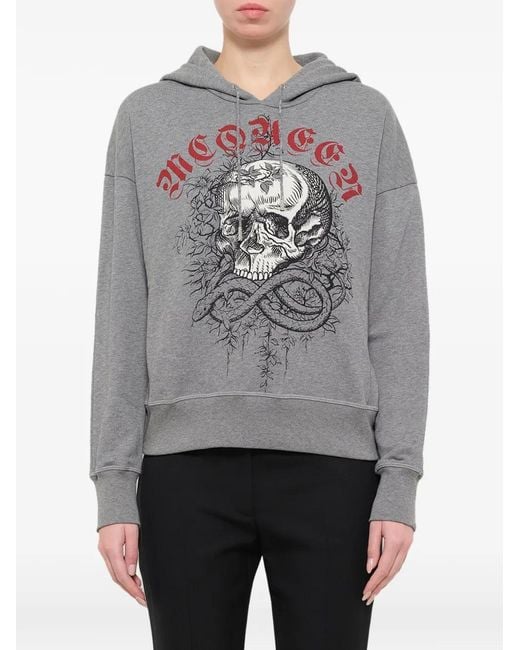McQueen Gray Jungle Skull Hoodie