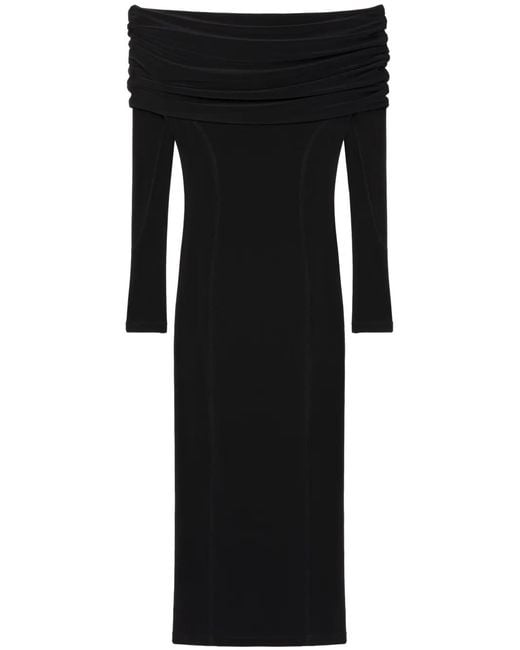 AZ FACTORY Black X Lutz Huelle Fatna Off-Shoulder Long-Sleeve Midi Dress