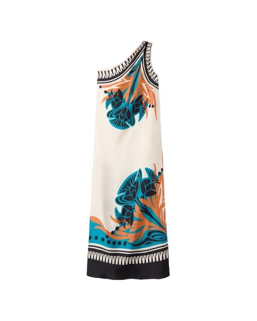 LaDoubleJ Blue Roy Floral One-Shoulder Maxi Dress