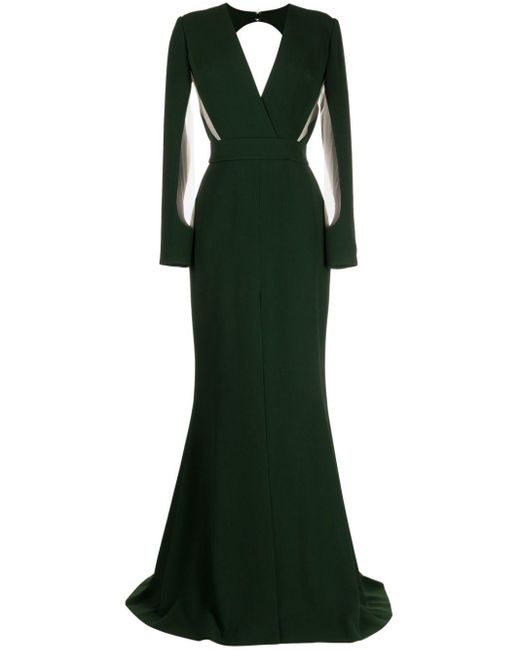 Elie Saab Green Cut-out Crepe Gown