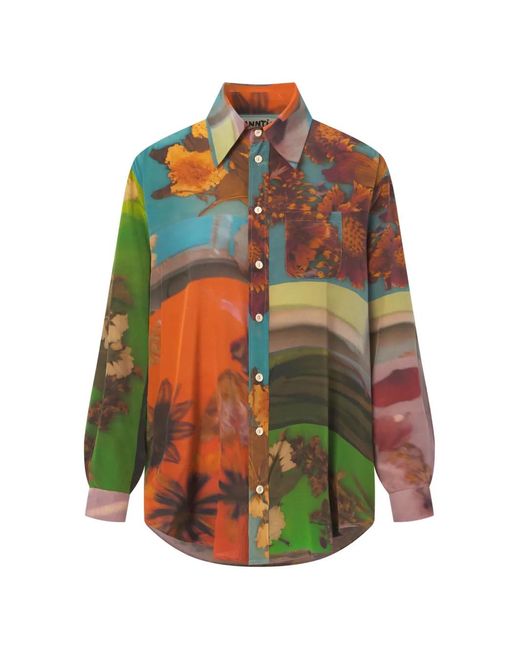 Anntian Orange Printed Long-Sleeve Shirt