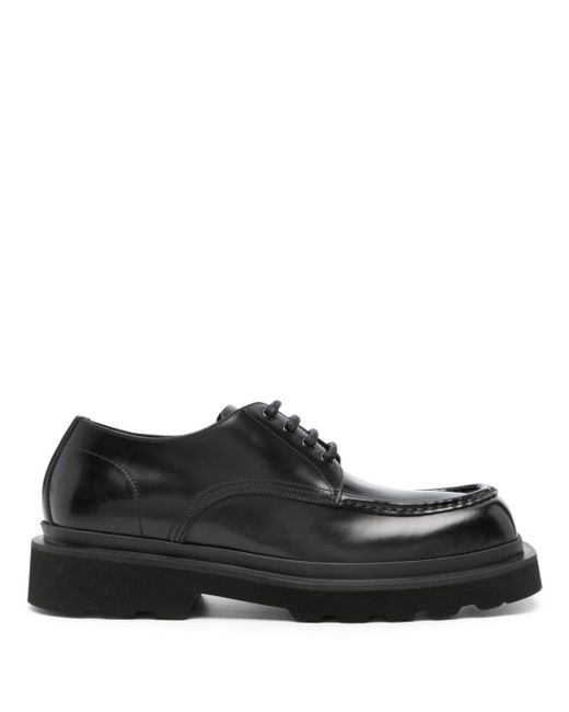 Dolce & Gabbana Black Square-toe Leather Derby Shoes for men