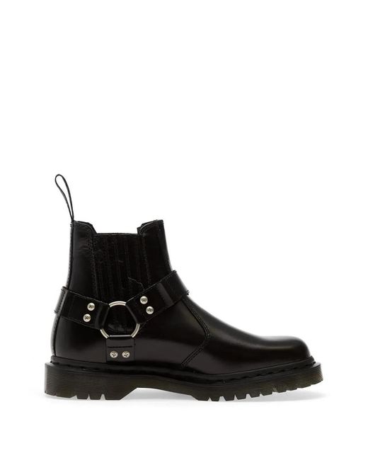 Dr. Martens Black Analine Harness-Strap Leather Boots