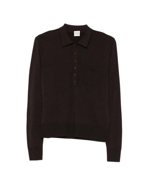 19.61 MILANO Black Button-Down Polo Sweater