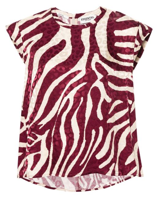 Zebra-print blouse di Essentiel Antwerp in Red