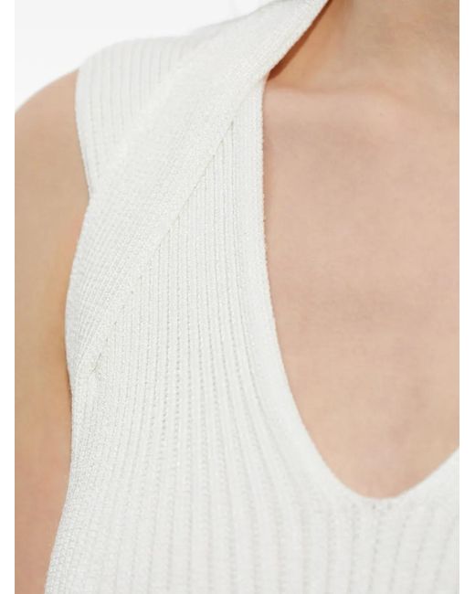 Balmain White V-Neck Sleeveless Dress