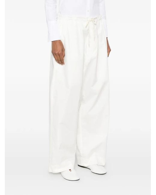 Hed Mayner White Drawstring-Waist Trousers
