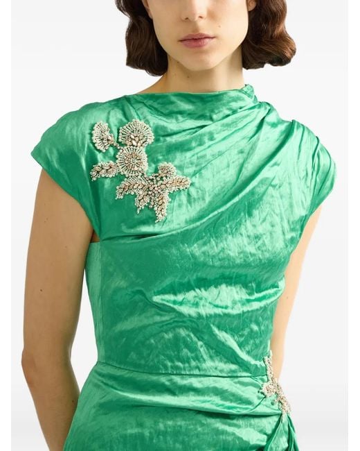 Erdem Green Embellished Maxi Dress
