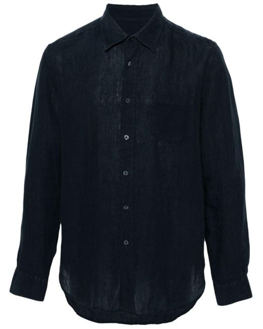 120% Lino Blue Linen Buttoned Shirt for men