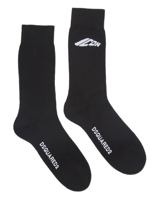 DSquared² Black Icon-Logo Socks for men