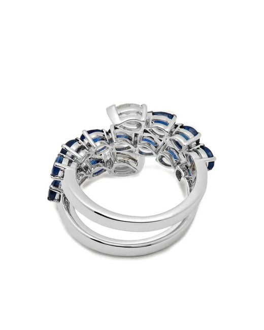 Jewels Aficionado Black 18K Sapphire Diamond Bypass Ring