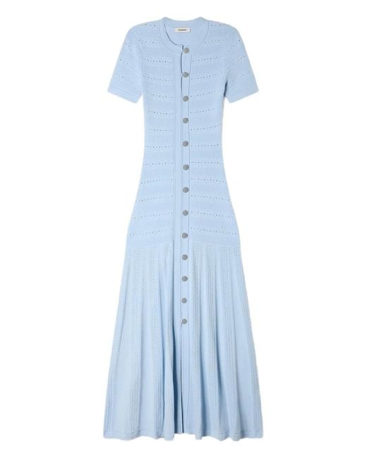 Sandro Blue Knit Maxi Dress