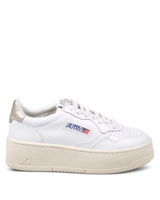 Autry White Flatform-Sneakers Mit Logo