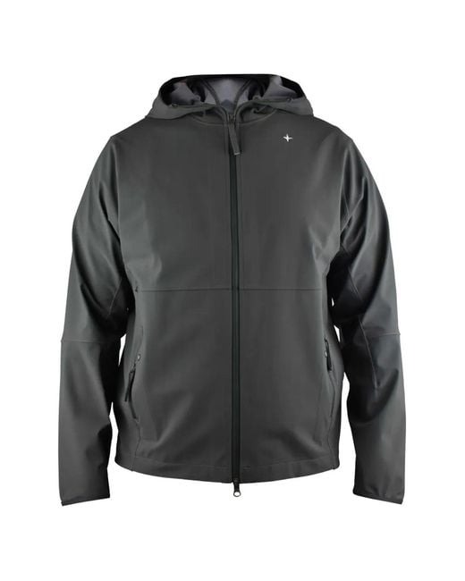 Stone Island Gray Hooded Zip Jacket for men