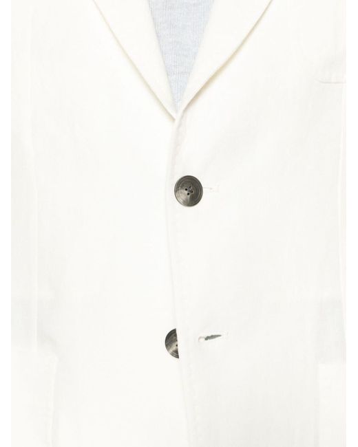 Blazer en lin à simple boutonnage Emporio Armani pour homme en coloris White