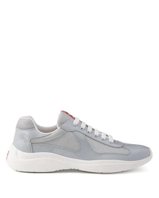 Prada White Patent Leather And Technical Fabric America's Cup Sneakers for men