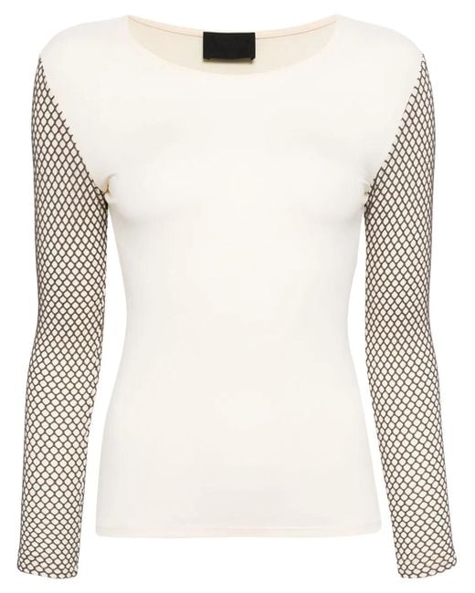 Puppets and Puppets White Mannequin Mesh-Embellished Top