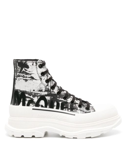 Alexander McQueen White Tread Slick Ankle Boots for men