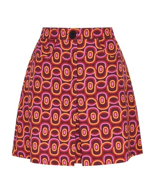 Maliparmi Red Geometric-Pattern Mini Skirt