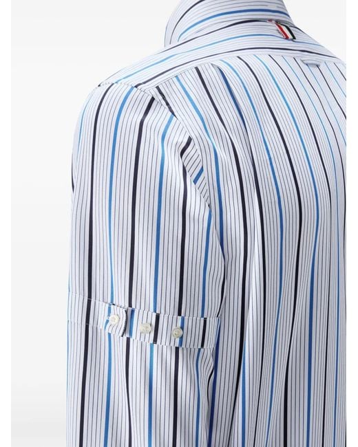 Thom Browne Gestreept Popeline Overhemd Met Armband in het Blue voor heren