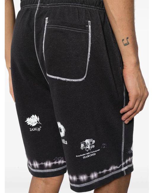 Children of the discordance Black Graphic-Print Elasticated-Waistband Shorts for men