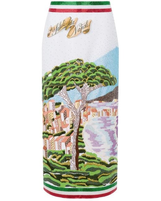 Moschino Green Bead-Embellished Midi Skirt