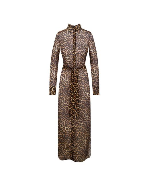 Maison Close Natural Leopard-Print Maxi Dress