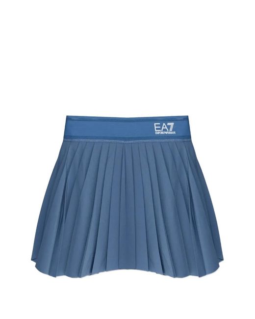 EA7 Blue Minijupe À Design Plissé