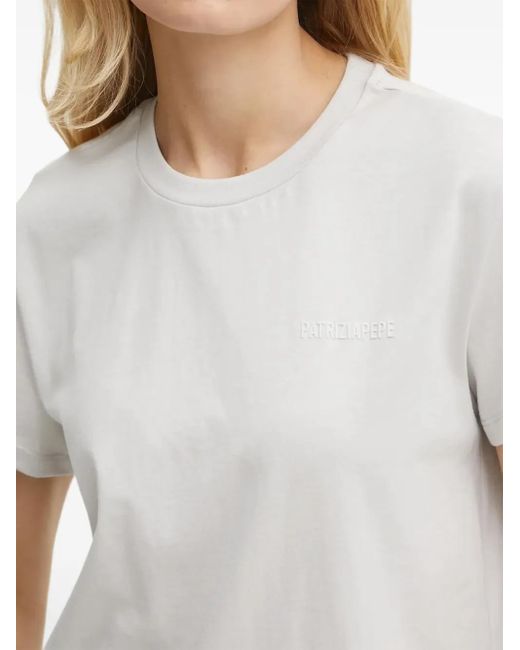 Patrizia Pepe White Logo-Embroidered Short-Sleeve T-Shirt