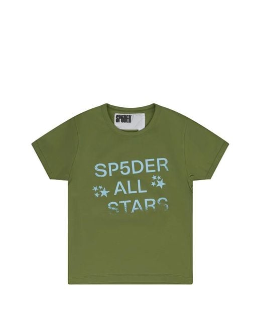 Sp5der Green Logo-Print T-Shirt