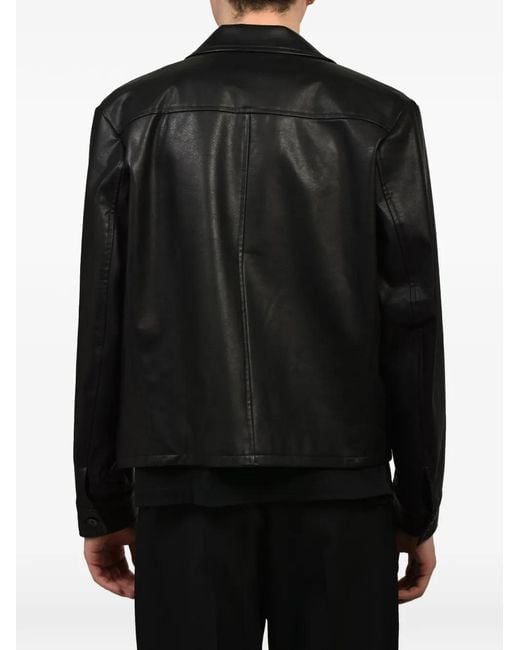 CEDARWOOD Black Alonzo Faux-Leather Jacket for men