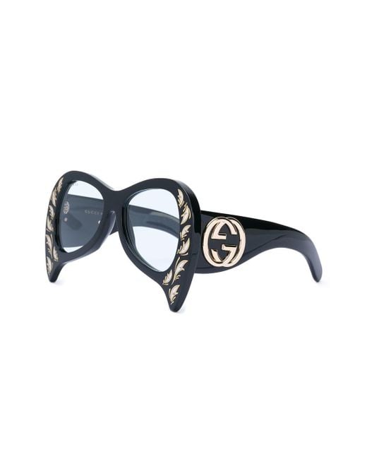 Gucci Inverted Cat Eye Glasses in Black 