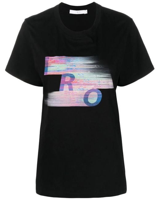 IRO Black Graphic Logo-Print T-Shirt