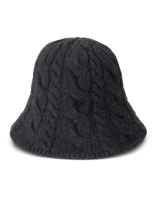Maison Michel Black Logo-Plaque Cashmere Beanie