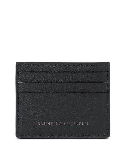 Brunello Cucinelli Black Grained Calfskin Card Holder