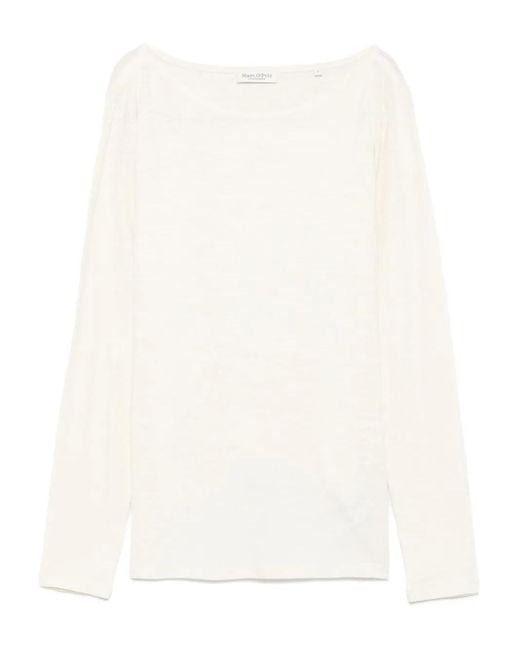 Marc O' Polo White Boat-Neck Long-Sleeve Top