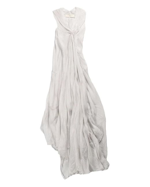 Marc Le Bihan White Draped Sleeveless Maxi Dress