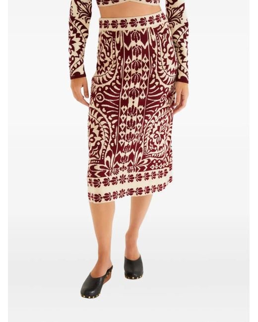 Farm Rio Red Patterned Skirt