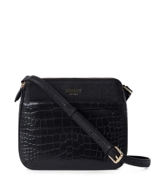 Osprey Black Kellie Croc-Effect Crossbody Bag