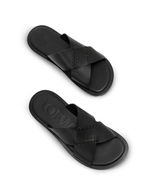Loewe Black Flex Criss-Cross Slide for men